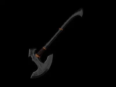 low poly  damaged axe with textures and UV Low-poly 3D model