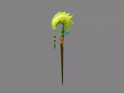 cartoon hairpin - emerald fish Low-poly 3D model