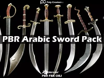 PBR Arabic Sword Pack Low-poly 3D model