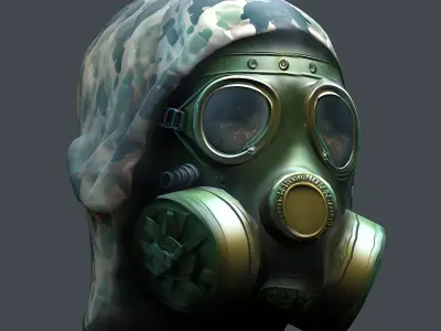 Gas mask helmet 3d model military combat Low-poly  Low-poly 3D model order