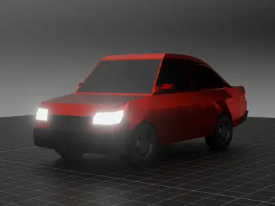Sedan and Police Car    WITH WORKING SIRENS Free low-poly 3D model