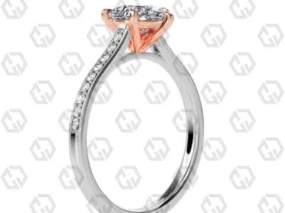 Ring 57 Pear shape pave setting ring with gems 3D print model