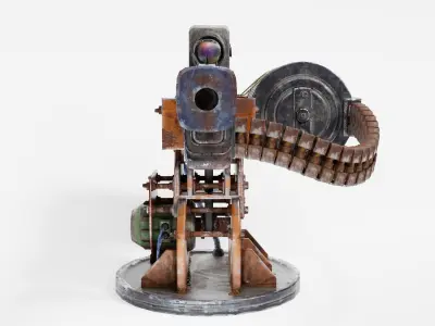 Automatic machinegun turret post-apocalypse da1 Low-poly 3D model