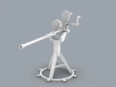 Oerlikon 20mm Low-poly 3D model