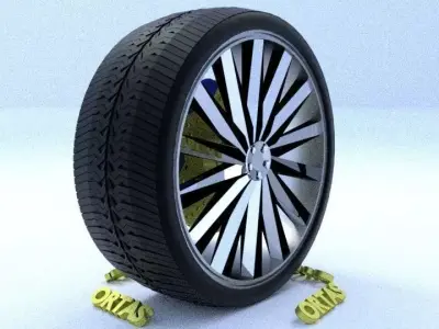 ORTAS CAR RIM 27 GAME READY RIM TIRE AND DISC 3D model