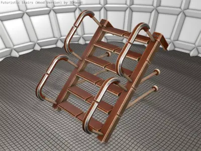 Wood Stairs - 28  Low-poly 3D model