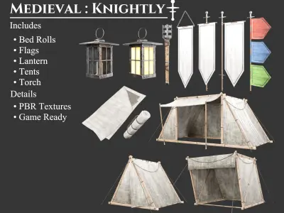 Medieval Collection Knightly Campsite 3D Model Pack