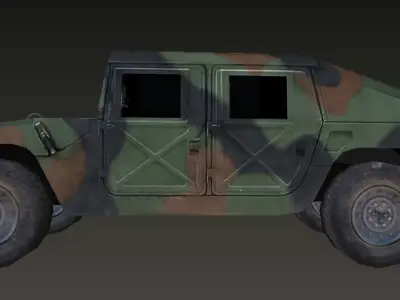 Humvee low-poly 3d model military vehicle in camouflage Low-poly 3D model