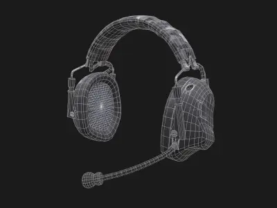 Headset Low-Poly on mannequin head Low-poly 3D model