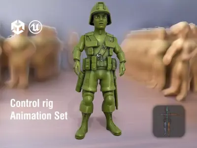 Green Soldier Action Figure model pack Low-poly 3D model