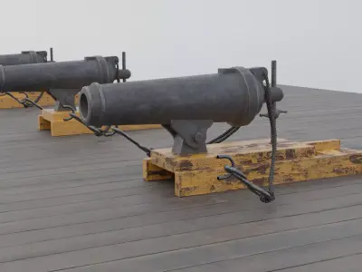 Cannon Low-poly 3D model 8