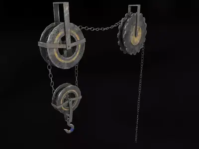 Hoist clock with chains hanging from it Low-poly 3D model