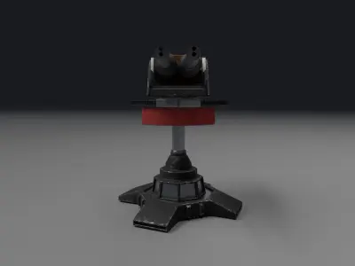 Military turret - double barrel Low-poly 3D model