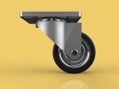 SWIVEL CASTERS RUBBER WHEELS STEEL TOP PLATE BALL BEARINGS  3D model