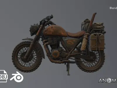 postapocalyptic motorcycle prop 3D model