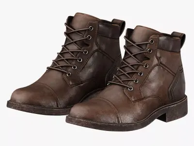 Leather Boots Pack 2 - Game-Ready PBR Footwear Low-poly 3D model