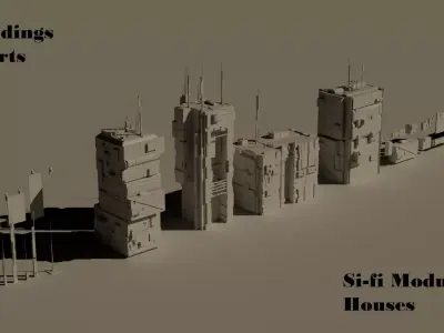 Sifi Buildings Low-poly 3D model