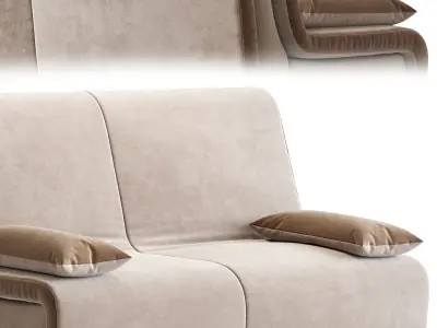Novelty two sofas with couch and cushions 3D model