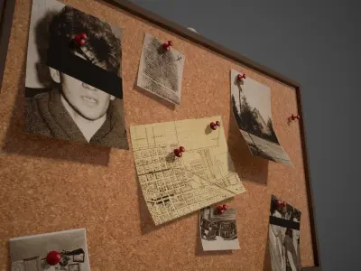 Detective Pinboard Low-poly 3D model