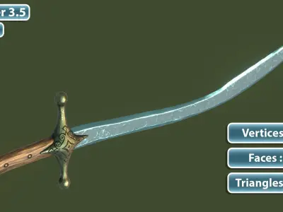 Stylized Turkish Sword Free low-poly 3D model