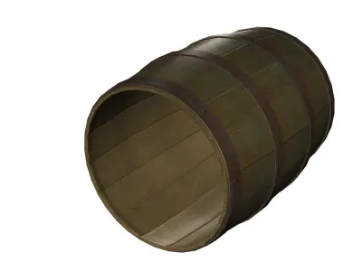 Wooden Barrel Low-poly 3D model 13
