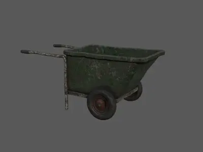 Two wheel old used style garden trolley with details used marks Low-poly 3D model