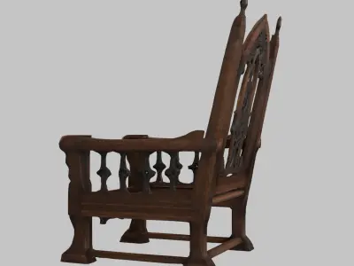 Medieval Wooden Chair Low-poly 3D model purchase