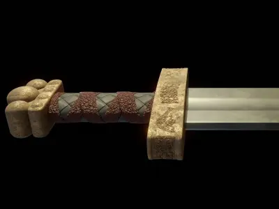 Viking sword Low-poly 3D model 9
