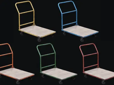 Low Poly PBR Platform Trolley Low-poly 3D model