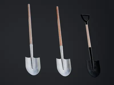 Shovel Low-poly 3D model 4