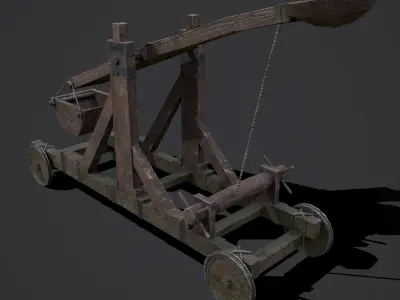 Medieval Catapult Low-poly 3D model