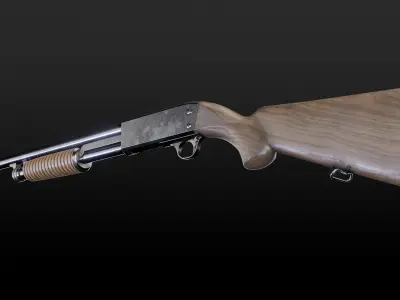 WWII Trench Shotgun Low-poly 3D model