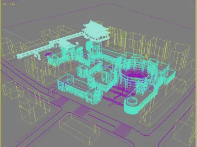 Architecture chinese shopping mall 3D model