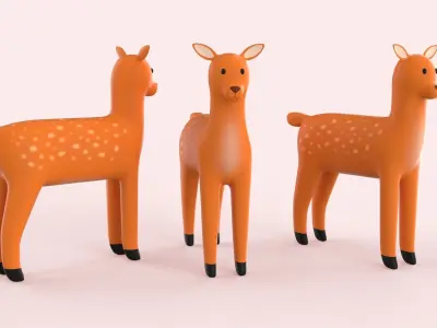 Cartoon Deer Animal Style Cute  Low-poly 3D model