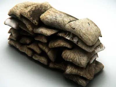 Sandbag Barrier Low-poly 3D model