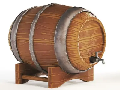 Stylized Barrel Low-poly 3D model buy