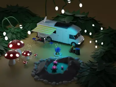 Camping items 3D model