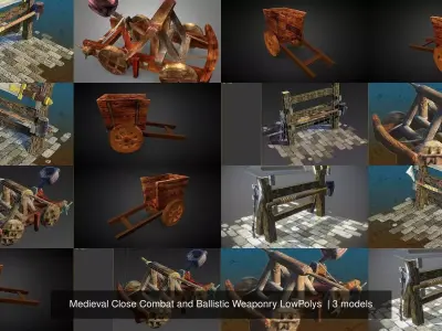 Medieval Close Combat and Ballistic Weaponry LowPolys 3D Model Collection