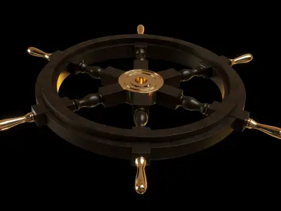 Wooden Sailing Ship Wheel 3D model