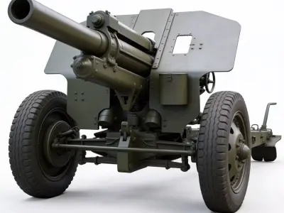 WWII Field Howitzer 3D Model Low-poly 3D model