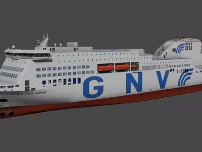 RO-PAX Ferry Low-poly 3D model