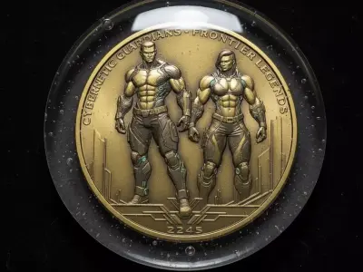 Cybernetic Guardians Sci-Fi Commemorative Coin for 3D Printing 3D print model