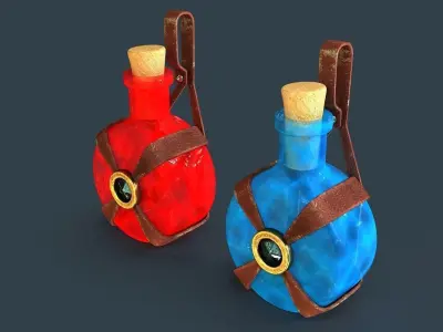 Bottles two Low-poly 3D model