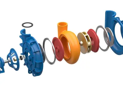 Horizontal Centrifugal Pump Low-poly 3D model