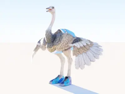 Nandu  Uruguayan sports mascot animated Low-poly 3D model