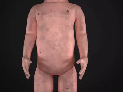 old creepy doll 3 LODs Low-poly 3D model