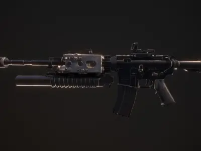 M4A1 Full Mod Low-poly 3D model