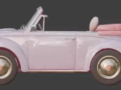 Stylized 3D Valentine Convertible Car Model Low-poly 3D model