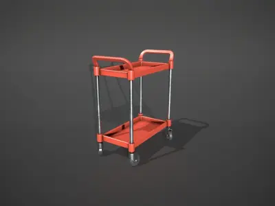 Red Service Cart Low-poly 3D model