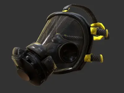 Gas Mask Fireman Firefighter Rebreather Gear Low-poly 3D model